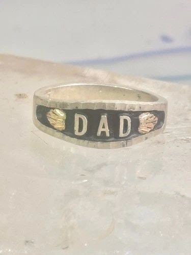DAD RING FATHERS DAY BAND LEAVES SIZE 8 STERLING SILVER MEN (1 of 2)