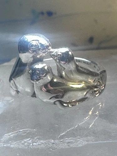 SEAL FAMILY POD RING KABANA BAND SIZE 7.25 STERLING SILVER WOMEN GIRLS (1 of 2)