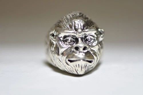 BABOON RING APE BAND GORILLA STERLING SILVER WOMEN MEN (1 of 2)
