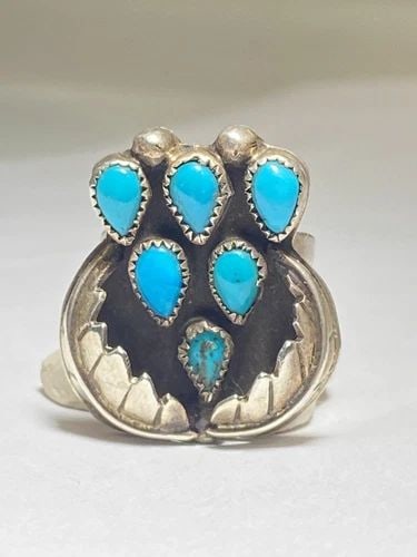 TURQUOISE RING NAVAJO SOUTHWEST STERLING SILVER WOMEN (1 of 2)