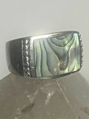ABALONE RING CIGAR BAND STERLING SILVER WOMEN GIRLS BOYS (1 of 2)