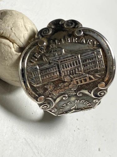 SPOON RING WHITE HOUSE WASHINGTON DC US TREASURY MT VERNON BAND STERLING SILVER (1 of 2)