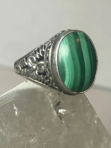MALACHITE RING SOUTHWESTERN STERLING SILVER GIRLS WOMEN MEN (1 of 2)