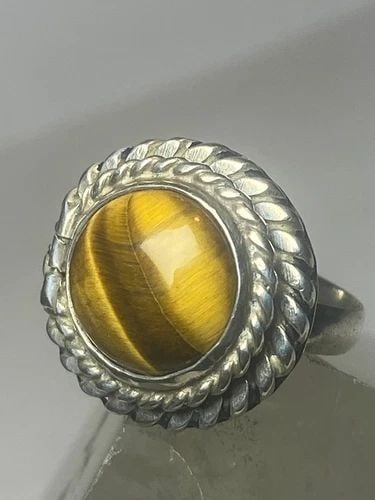 POISON RING TIGER EYE PINKY SOUTHWEST STERLING SILVER GIRLS WOMEN: POISON RING TIGER EYE PINKY SOUTHWEST STERLING SILVER GIRLS WOMEN Poison ring tiger eye pinky southwest sterling silver girls women Size 4.75 Between a size 4.75 and a size 5 Weight 6.7g Length 3/4" W