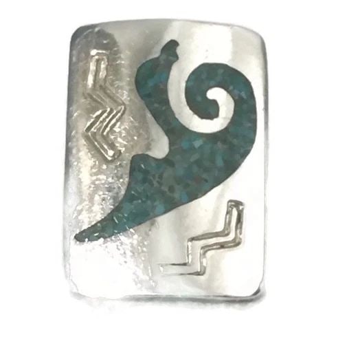 VINTAGE WAVE RING TURQUOISE CHIPS RING STERLING SILVER SOUTHWEST TRIBAL SIZE 7.2: VINTAGE WAVE RING TURQUOISE CHIPS RING STERLING SILVER SOUTHWEST TRIBAL SIZE 7.2 Vintage Wave Southwest Ring Sterling Silver Band Size 7.25 Weight 8.6g Widest Part of Band 1 1/16" Thinnest part