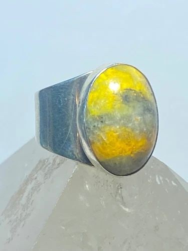 BUMBLEBEE JASPER RING SIZE 7.50 CIGAR BAND STERLING SILVER WOMEN GIRLS: BUMBLEBEE JASPER RING SIZE 7.50 CIGAR BAND STERLING SILVER WOMEN GIRLS Bumblebee jasper ring cigar band sterling silver women girls Signed DTR Size 7.50 Between a size 7.50 and a size 7.75 Weight 8.5g