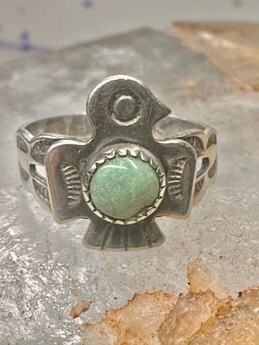 PHOENIX RING TURQUOISE PINKY BAND SIZE 2.75 BELL TRADING CO STERLING SILVER WOME (1 of 2)