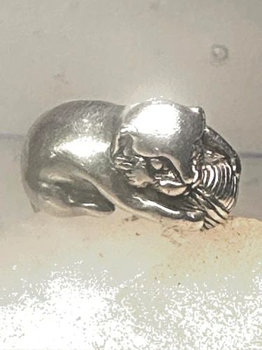 CAT RING PLAYING WITH YARN BALL KABANA SIZE 5 STERLING SILVER GIRLS WOMEN PINKY: CAT RING PLAYING WITH YARN BALL KABANA SIZE 5 STERLING SILVER GIRLS WOMEN PINKY Cat ring playing with yarn ball Kabana size 5 sterling silver girls women pinky Size 5 Weight 4.3g Length. 1 1/8" Width 