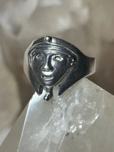 FACE RING SIZE 8 EGYPTIAN STYLE PHARAOH STERLING SILVER WOMEN (1 of 2)