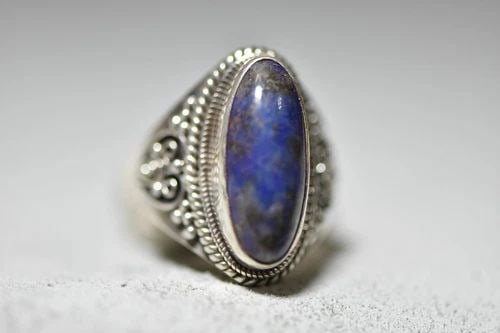 LAPIS LAZULI RING LONG WOMEN STERLING SILVER (1 of 2)
