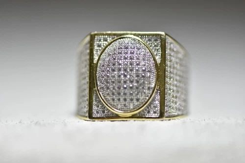 MENS RING CRYSTALS BAND STERLING SILVER (1 of 2)