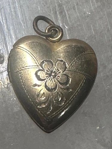 HEART PHOTO LOCKET FLORAL FLOWER 1/20 10K GOLD FILLED OVER STERLING SILVER WOMEN (1 of 2)