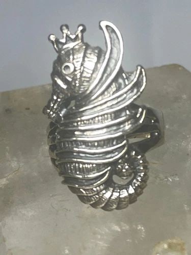 SEAHORSE RING OCEAN BAND STERLING SILVER WOMEN GIRLS (1 of 2)