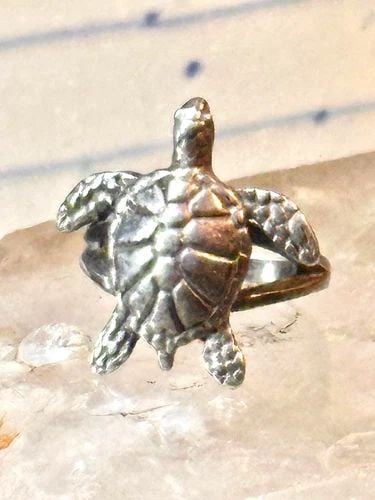 SEA TURTLE RING KABANA BAND VINTAGE TURQUOISE STERLING SILVER SIZE 5.75 WOMEN (1 of 2)