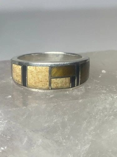 TIGER EYE RING SOUTHWEST BAND PINKY STERLING SILVER WOMEN GIRLS (1 of 2)