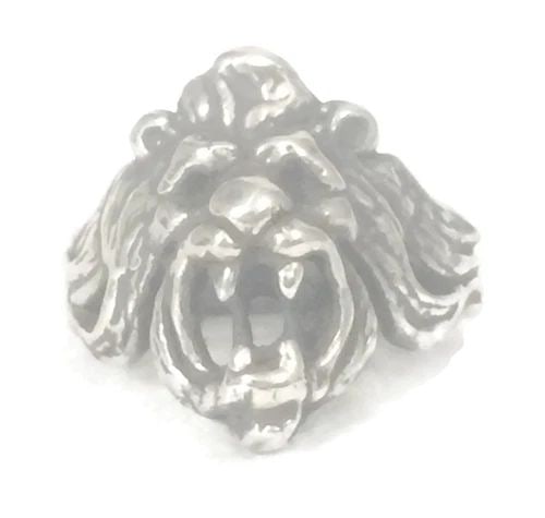 LION RING FACE GOTHIC BAND BIG CAT WOMEN VINTAGE STERLING SILVER RING SIZE 8: LION RING FACE GOTHIC BAND BIG CAT WOMEN VINTAGE STERLING SILVER RING SIZE 8 Growling Lion Face Vintage Sterling Silver Ring or Band Size 8 Weight 8.6g Widest Part of Band 3/4" Thinnest Part of Band 1
