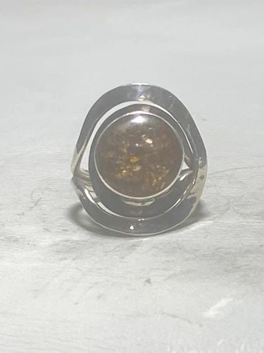 AMBER RING SOUTHWEST SPIRAL BAND STERLING SILVER WOMEN (1 of 2)