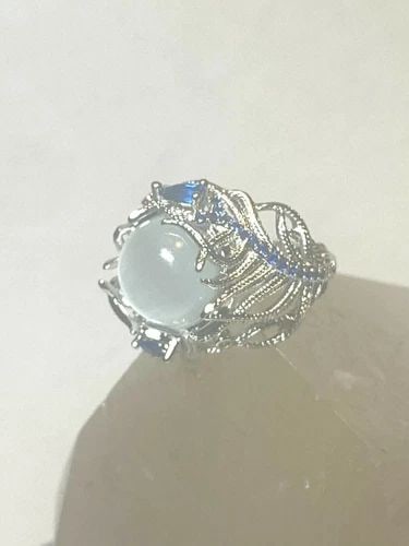 MOONGLOW RING FLORAL BLUE STONES? STERLING SILVER WOMEN GIRLS (1 of 2)