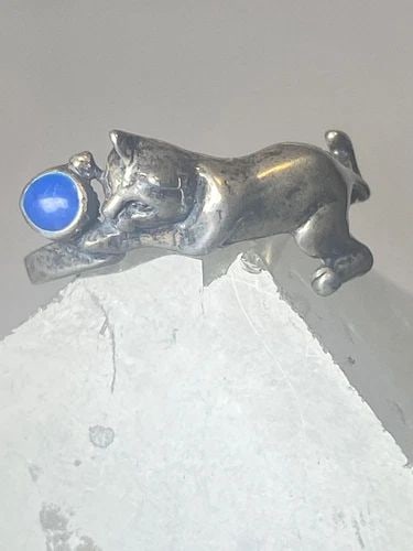 CAT RING BALL BAND SIZE 7.25 BAND KITTEN STERLING SILVER: CAT RING BALL BAND SIZE 7.25 BAND KITTEN STERLING SILVER Cat ring ball band size 7.25 band kitten sterling silver I leave the rings unpolished until I sell .. If the buyer wants the ring polished I wi
