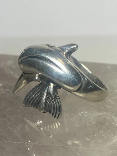 DOLPHIN RING POISON BAND STERLING SILER WOMEN GIRLS (1 of 2)