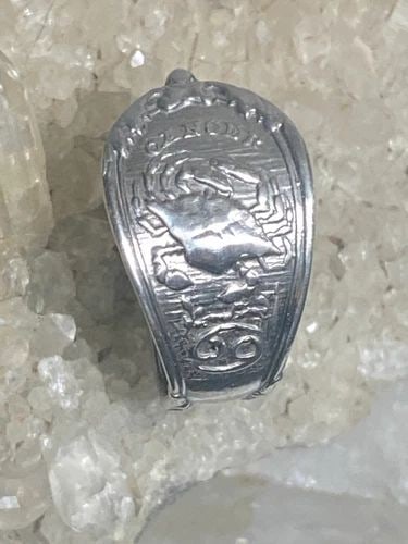 CRAB SPOON RING SIZE 6.50 CANCER JUNE JULY FISHERMEN BIRTHDAY BAND STERLING SILV (1 of 2)