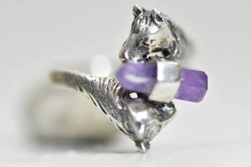 HORSE RING PURPLE CRYSTAL COWGIRL STERLING SILVER WOMEN SIZE 8.25: HORSE RING PURPLE CRYSTAL COWGIRL STERLING SILVER WOMEN SIZE 8.25 Horse ring purple crystal cowgirl sterling silver women Size 8.25 Weight 3.1g Widest Part of the band 3/4" Thinnest Part of the band 1
