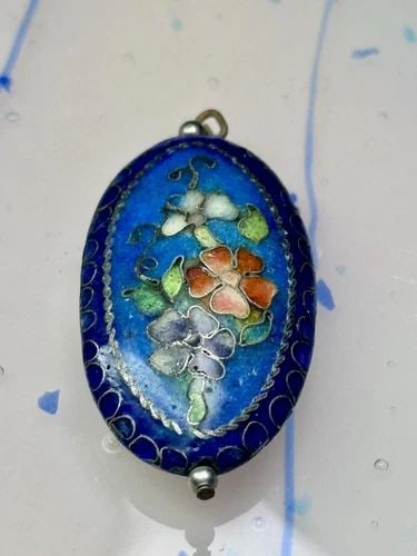 FLORAL CLOISONNE PENDANT DOUBLE SIDED (1 of 2)