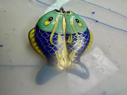 FISH SHAPED CLOISONNE PENDANT DOUBLE SIDED (1 of 2)