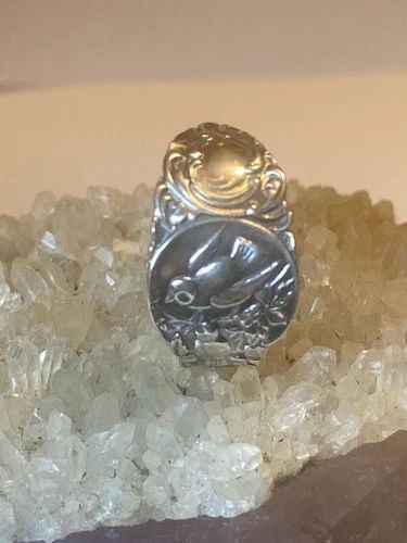 BIRD SPOON RING BIRDS DOVE PEACE BAND STERLING SILVER WOMEN GIRL B (1 of 2)