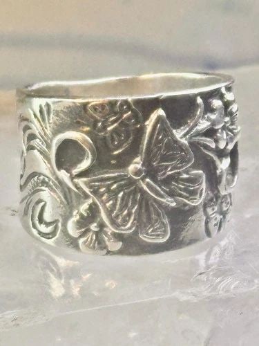 BUTTERFLY RING PAZ CIGAR BAND FLORAL FLOWERS ISRAEL SIZE 7 STERLING SILVER WOMEN (1 of 2)