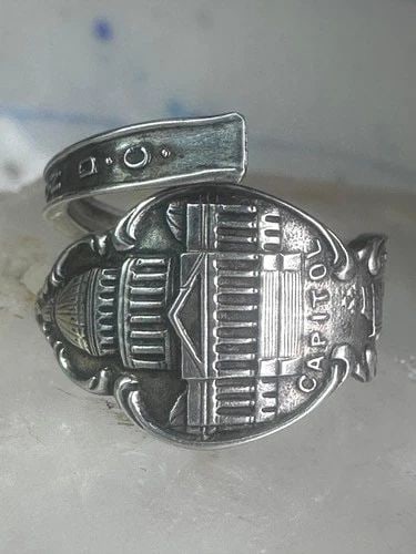 SPOON RING VINTAGE WASHINGTON DC SPOON BAND SIZE 4.75 STERLING SILVER WOMEN GIRL (1 of 2)