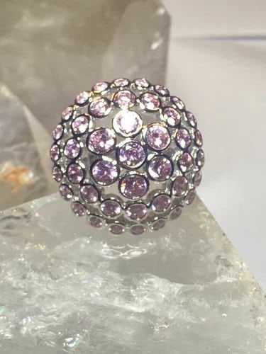 DOME RING SIZE 6 PINK ICE COCKTAIL STERLING SILVER WOMEN GIRLS: DOME RING SIZE 6 PINK ICE COCKTAIL STERLING SILVER WOMEN GIRLS Dome ring pink ice cocktail sterling silver women girls Size 6 Weight 19.9g Length 1 3/8" Width. 1 3/8" Thinnest part of band. 3/16"