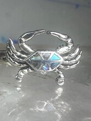 CRAB RING VINTAGE ABALONE BAND SIZE_5.75 STERLING SILVER WOMEN GIRLS (1 of 2)
