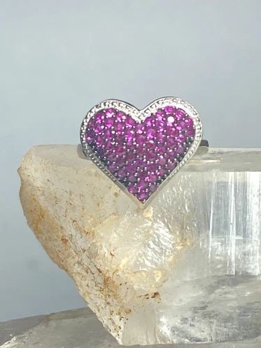 HEART RING RED VALENTINE RING LOVE COCKTAIL STERLING SILVER WOMEN GIRLS (1 of 2)