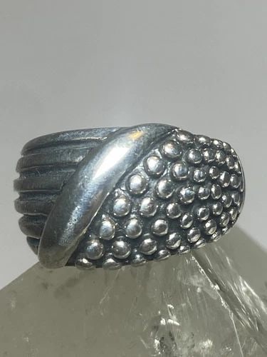 DOME RING CIGAR BEADED BAND STERLING SILVER WOMEN GIRLS (1 of 2)