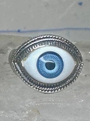 EYE RING SIZE 6.25 BLUE EYEBALL BAND STERLING SILVER WOMEN (1 of 2)
