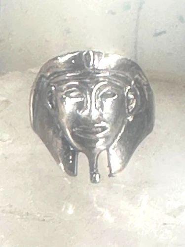 EGYPTIAN PHARAOH RING FACE BAND SPHYNX ART DECO FIGURATIVE STERLING SILVER SIZE (1 of 2)