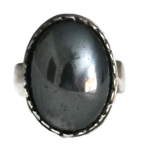 VINTAGE STERLING SILVER OVAL HEMATITE SOUTHWEST RING SIZE 5.50 9G (1 of 2)