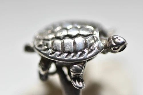 TURTLE RING MOVING TORTOISE PINKY WOMEN GIRLS STERLING SILVER (1 of 2)