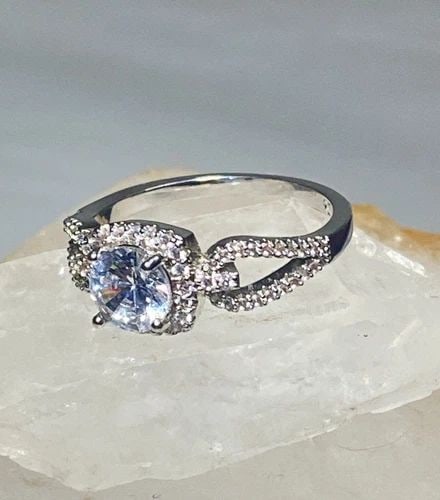 COCKTAIL RING SIZE 9.75 SPARKLING CZ'S EVENING DRESS STERLING SILVER WOMEN GIRL (1 of 2)