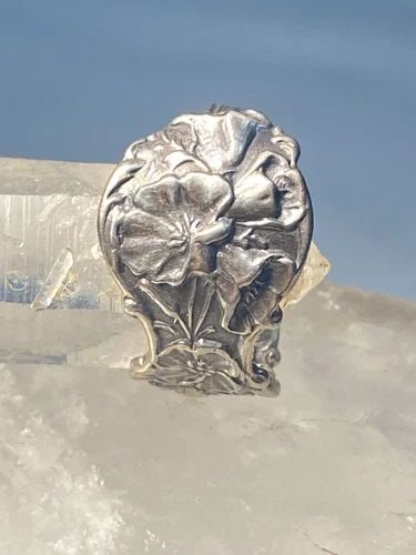 FLORAL SPOON RING SIZE 9.50 FLOWER BAND STERLING SILVER WOMEN GIRLS (1 of 2)