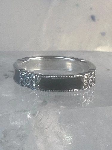 VINTAGE JUDITH JACK RING FLOWER MARCASITE BLACKISH BAND SIZE 6 STERLING SILVER W: VINTAGE JUDITH JACK RING FLOWER MARCASITE BLACKISH BAND SIZE 6 STERLING SILVER W Vintage Judith Jack ring flower marcasite Blackish band size 6 sterling silver women Size 6 Weight 3.6g Width 5/32"