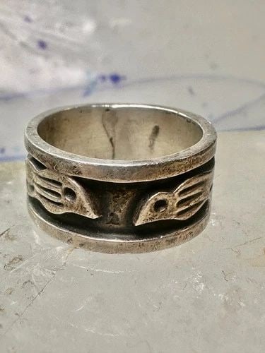 BIRD RING SIZE 9.50 LOVE BIRDS BAND STERLING SILVER WOMEN MEN: BIRD RING SIZE 9.50 LOVE BIRDS BAND STERLING SILVER WOMEN MEN Bird ring size 9.50 Love birds band sterling silver women men Size 9.50 Weight 9.4g Width 3/8"