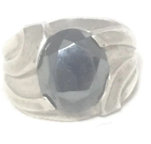 VINTAGE HEMATITE STERLING SILVER PINKY BOYS WOMEN RING SIZE 6 MID CENTURY (1 of 2)