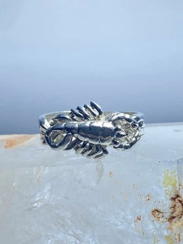 LOBSTER RING CRAWDAD FISHERMEN PUZZLE BAND STERLING SILVER WOMEN GIRLS (1 of 2)