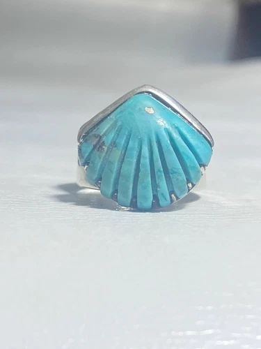 CARVED SHELL SIZE 9.75 CLAM BAND STERLING SILVER WOMEN GIRLS (1 of 2)
