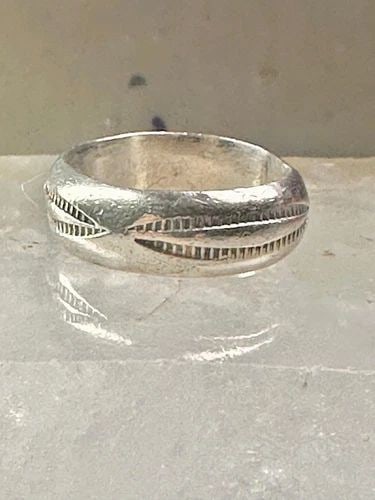 SOUTHWEST BAND RING ETCHED WEDDING DESIGN SIZE 5.25 STERLING SILVER WOMEN (1 of 2)