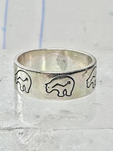 BEAR RING WITH HEART ARROW BAND SIZE 5.50 STERLING SILVER WOMEN GIRLS BOYS (1 of 2)