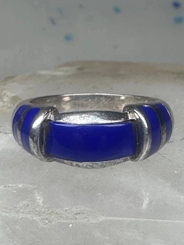 BLUE RING SIZE 6.50 SIGNED FAS BAND STERLING SILVER WOMEN (1 of 2)