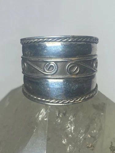 CIGAR BAND SPIRAL RING STERLING SILVER WOMEN GIRLS SIZE 7.50 (1 of 2)